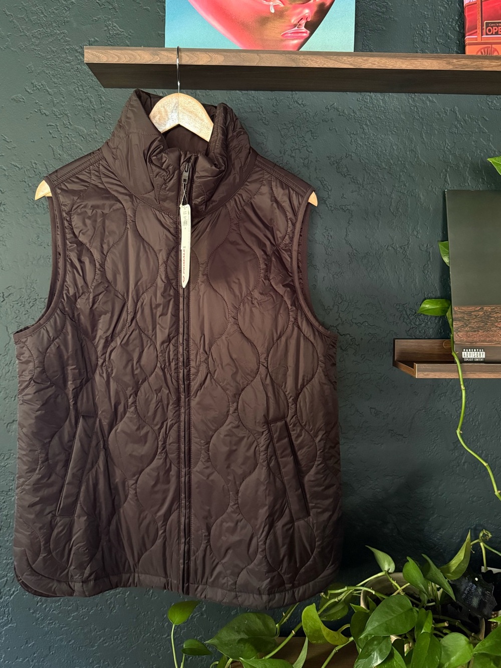 GAP Quilted Sleeveless Vest in Dark Brown